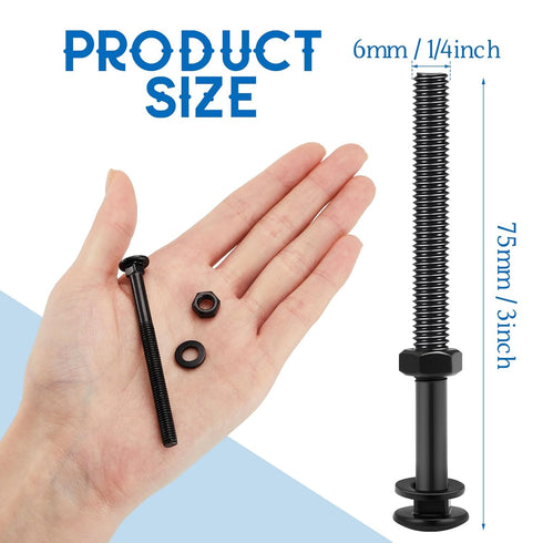 Zonon Carriage Bolt Kit Galvanized Carriage Bolt Set Includes Rust Resistance Bolts Washers and Nuts for Fastening Accessories (12 Sets,Black,1/4 ...