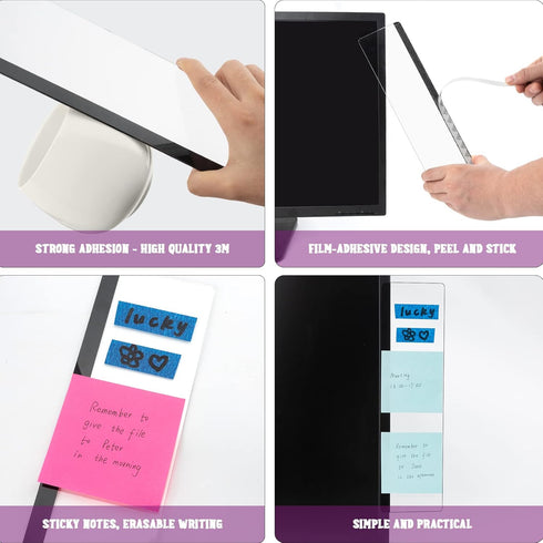 Office Desk Accessories 2pcs Monitor Memo Board Computer Message Board Office Supplies for Women Men Computer Sticky Note Holder Home Office Acces...