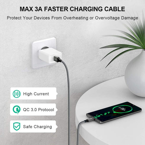 etguuds Long USB C Cable 10ft Fast Charging, 2-Pack Nylon Braided USB A to Type C Charger Cable Compatible with Samsung Galaxy Note 20/10/10+/9/8,...
