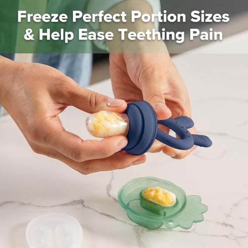 Haakaa Baby Fruit Food Feeder & Mini Freezer Nibble Tray Combo, Breastmilk Popsicle Molds for Baby Cooling Relief, BPA Free Silicone Feeder for Sa...