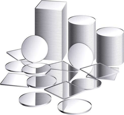 200 Pieces Round Square Mirror Tiles, Mini Size Circle Mirror, Small Square Glass, DIY Mosaic Glass Circles Tiles for Arts and Crafts Projects, Tr...