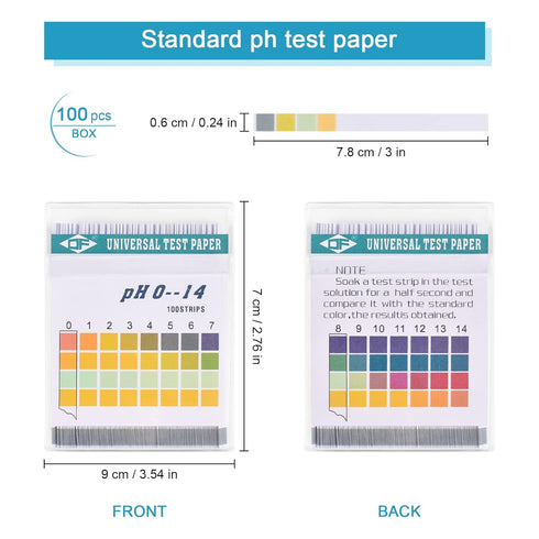 PH Test Strips 0-14, 100PCS PH Strips Universal PH Test Paper PH-Indicator Strip to Test Drinking Water, Food, Pools, Aquariums, Saliva, Urine, La...
