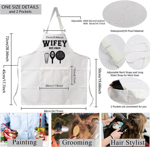 MBMSO Hubby Wifey Cooking Aprons for Couples Apron Sets Hubby and Wifey Est.2024 Wedding Gift for Newlywed His and Hers Apron...