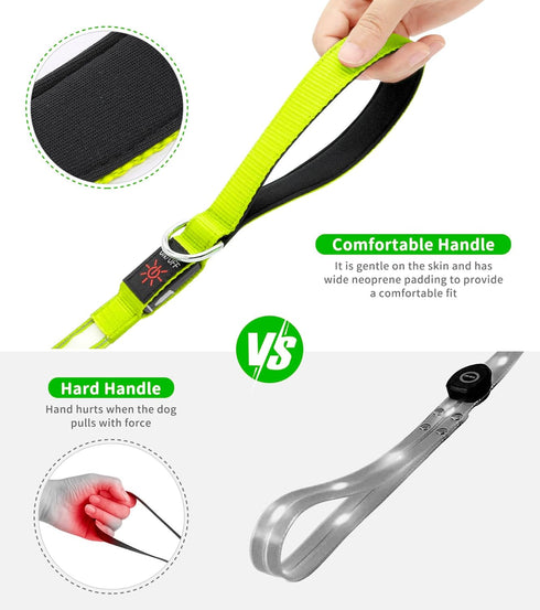 LED Dog Leash - Enhance Safety and Visibility | Reflective 4 FT Leash with Padded Handle | USB Rechargeable Light Up Leash for Dogs | Glow in The ...