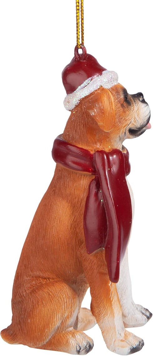 Design Toscano JH576303 Christmas Xmas Boxer Holiday Dog Ornaments, Full Color...
