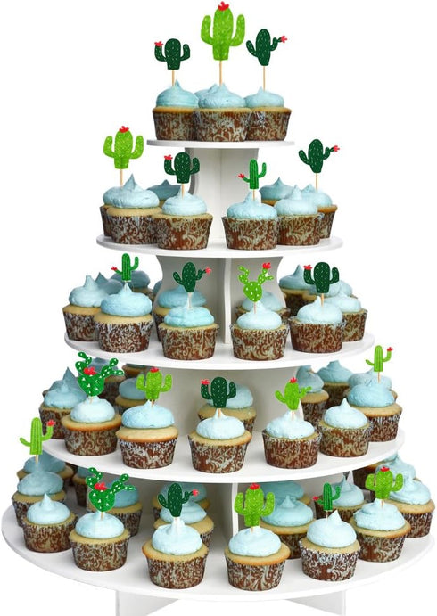 Cactus Cupcake Toppers Summer Hawaii Theme Party Favors Cupcake Picks for Fruit Cake Decorations Fiesta West Tropical Cacti Birthday Party Supplie...