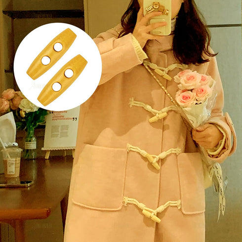 AUEAR, 50 Pack Wood Buttons 2 Holes Sweater Coats Sewing Horn Toggle...