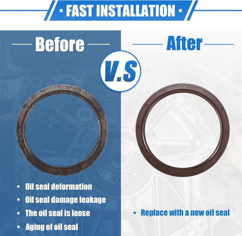 2 Pcs Engine Crankshaft Oil Seal Compatible for Toyota Sienna 1998-2015, Durable Rubber Brown Oil Seal...