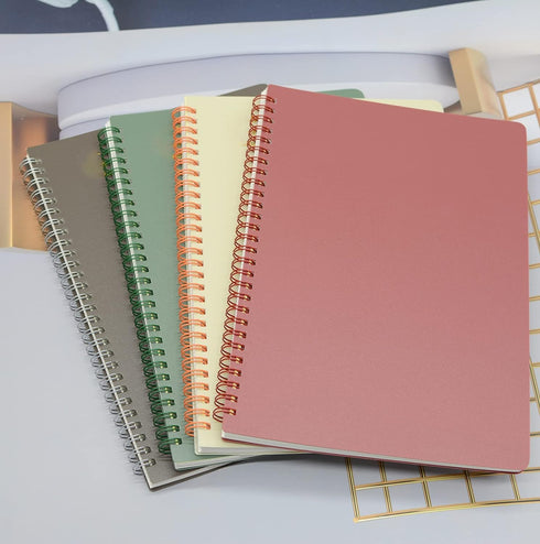 Yansanido Spiral Notebook, 4 Pcs 4 Color 9.8 Inch x 6.9 Inch B5 Thick Plastic Hardcover 7mm College Ruled Paper 80 Sheets (160 Pages) Journal for ...