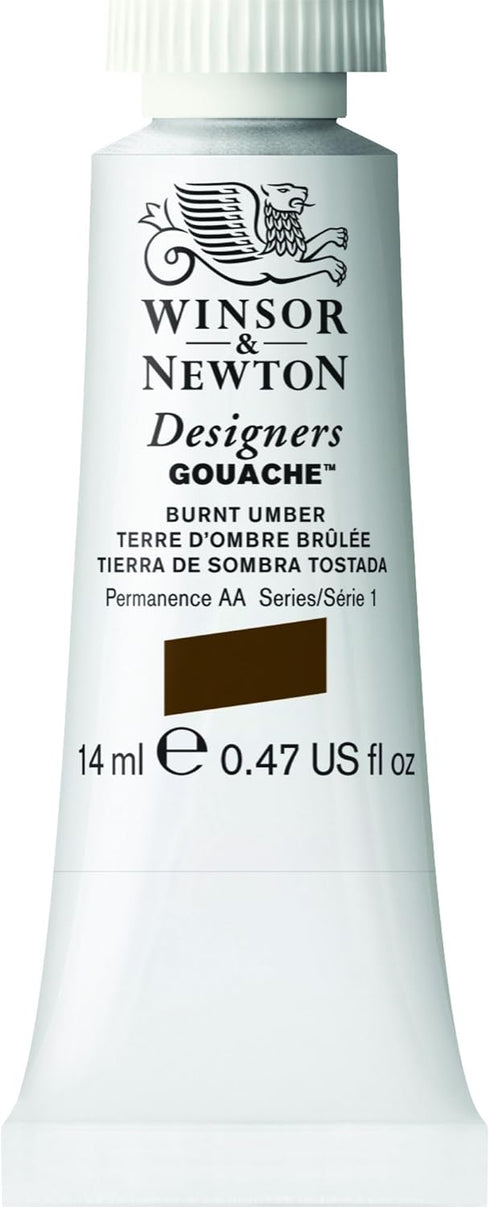 Winsor & Newton Designer's Gouache, 14 ml (0.47oz) tube, Burnt Umber...