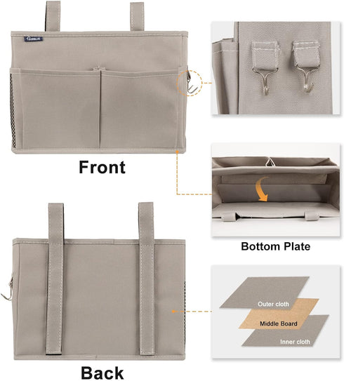 Surblue Bedside Caddy Hanging Bed Organizer Storage Bag Pocket for Bunk and Hospital Beds, College Dorm Rooms Baby Bed Rails, Camp 4 Pockets and 2...