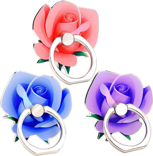 Phone Ring Holder Grip 3 Pack,Fonessary Metal Finger Ring Grip Kickstand Socket 360 Rotate for Smartphones (3 Rose)...