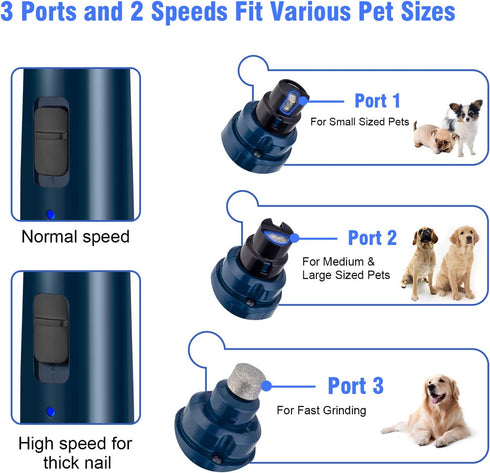 Casfuy Dog Nail Grinder with LED Light - Upgraded 2-Speed Electric Pet Nail Trimmer Powerful Painless Paws Grooming & Smoothing for Small Medium L...