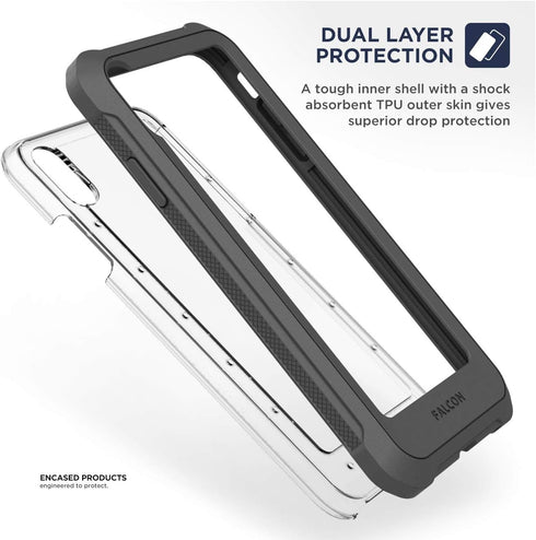 ENCASED iPhone XR Heavy-Duty Protective Belt Clip Case w/Tempered Glass Screen Protector - Compatible w/Apple iPhoneXR 6.1" (Falcon Gray w/Holster...