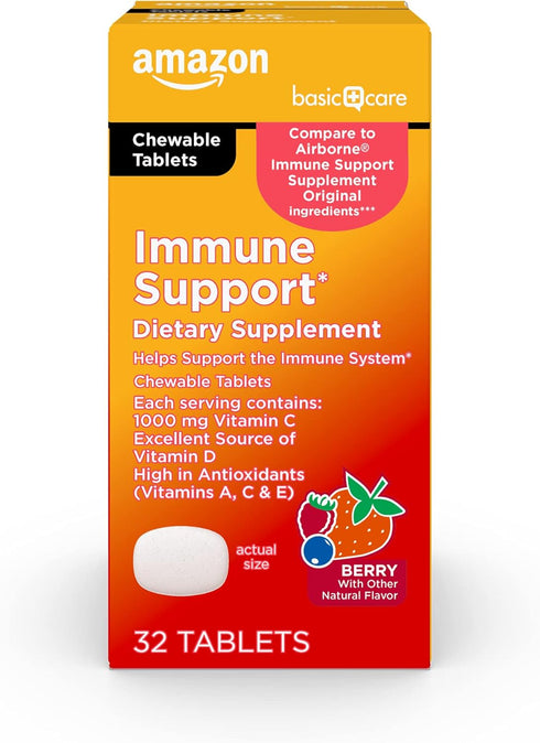 Amazon Basic Care Immune Support Berry Chew Tablets, 32 Count...