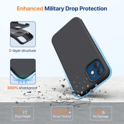 Miracase Compatible with iPhone 12 Case and iPhone 12 Pro Case, Liquid Silicone Gel Rubber Full Body Protection Shockproof Drop Protection Phone C...