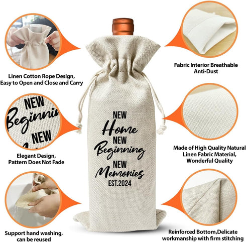 Housewarming Gift New Home Wine Bag for Women Men Wife Husband Couple Owner Homeowner, New Home Gift Idea, Housewarming Party Supply Favor, Realto...