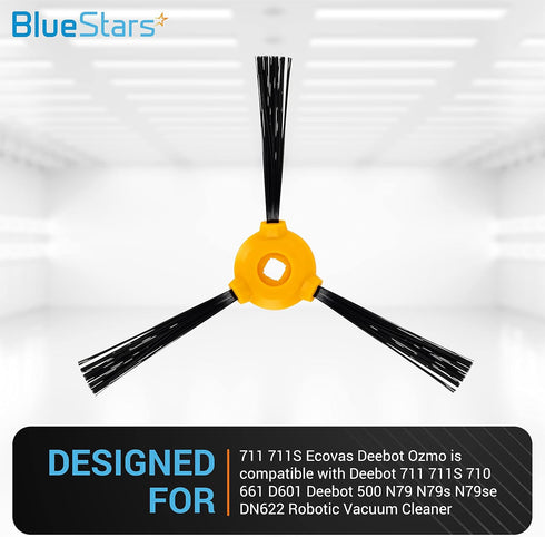 BlueStars Pack of 8 Ultra-Durable Side Brush Replacement for Deebot Compatible with Deebot 711 711S 710 661 D601 Deebot 500 N79 N79s N79se DN622 R...