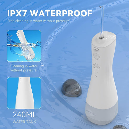 Water flossers Teeth, Cordless Cleaner, Cleaning flosser, Dental 400ml Large Capacity, Portable 360°Rotation 5 Cleaning DIY Modes 6 remplaceable T...