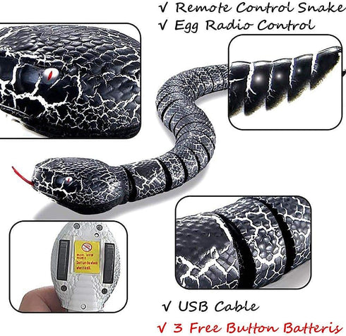 Liberty Imports 16 Inch Remote Control Rattle Snake Toy, Realistic Reptile Robot with Egg Shaped Infrared Receiver, RC Snake Prank Toy Ideal Gift ...