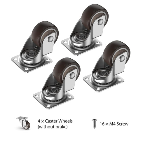 1 inch Small Caster Wheels for Furniture Low Profile Casters Set of 4 Total Capacity 90 Lbs Perfect Wheels for Small Project?Nightstand?Side Table...