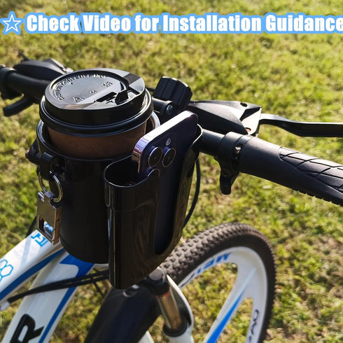 Bike Water Bottle Holder, Handlebar Bike Cup Holder with Phone Keys Holder, Bicycle Water Bottle Holder, Bike Water Bottle Cage for Bike, E-Bike, ...