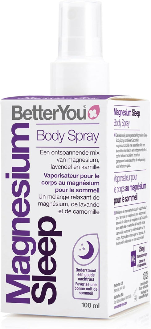 BetterYou Magnesium Sleep Body Spray - Relaxing Topical Magnesium and Essential Oil Spray - Lavender and Chamomile - Promotes Better Sleep - 3.38 ...