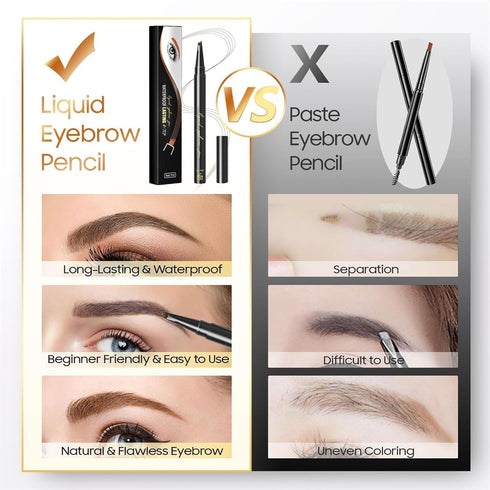 Eyebrow Pencil Microblading Pen, Liquid Brow Pencil With 4 Micro-Fork Tip, Waterproof Eyebrow Long-Lasting, Smudge-Proof Eyebrow Makeup, Natural E...