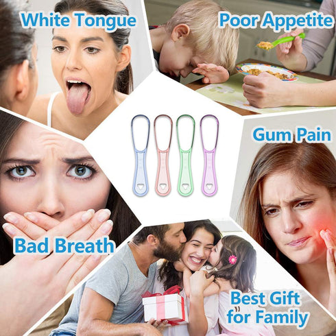12Pack Disposable Tongue Scraper,Plastic Tongue Scraper,Tongue Cleaner For Adults,4 Colors,For Oral Hygiene Care(Blue,Green,Pink,Purple)...