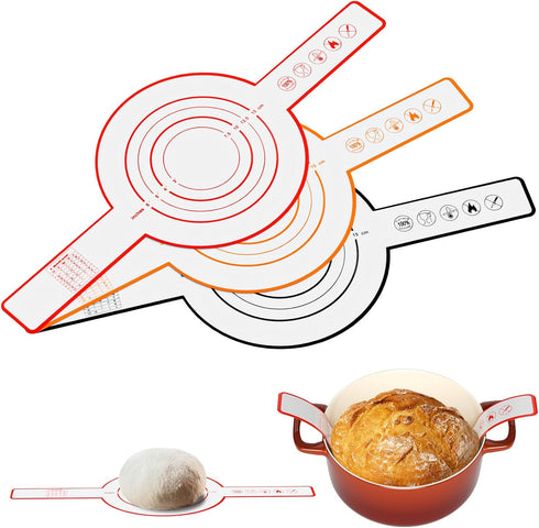 3 PCS Silicone Bread Slings for Dutch Oven, Reusable Sourdough Bread Sling with Long Handle, Non-Stick & Easy Clean Silicone Baking Mats, Heat Res...