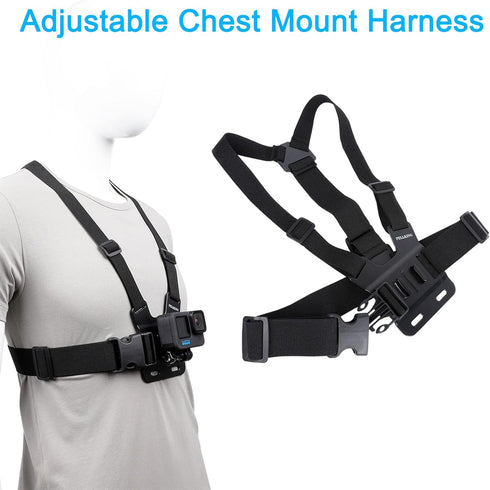 Accessories Set for GoPro Hero 12/11/10/9/8/7/6/5/4,New Quick Release Head Strap Mount + Chest Mount Harness + Backpack Clip Holder + 360°Rotating...