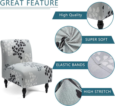Liykimt Armless Accent Chair Cover Slipcover,Slipper Chair Stretch Spandex Removable for Armless Chair Furniture Protector Covers for Living Dinin...