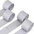 Koogel 4 Crepe Paper Rolls, Silver Crinkled Paper Crepe Paper Streamers Party Decorations for Paper Crafts Birthday Wedding 1.8 Inch x 82 Ft/Roll...