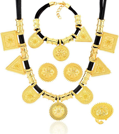 Ethiopian Jewelry Gold Color Rope Sets for African/Ethiopia/Eritrean Women Wedding Jewelry Sets...