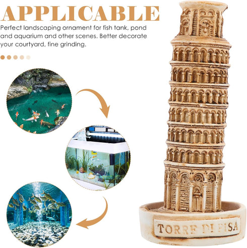 Leaning Tower of Pisa Model Italy Ornament Aquarium Landscape Ornament Fish Tank cave Architecture Building Models Fish Tank Decor Fish Tank Tower...