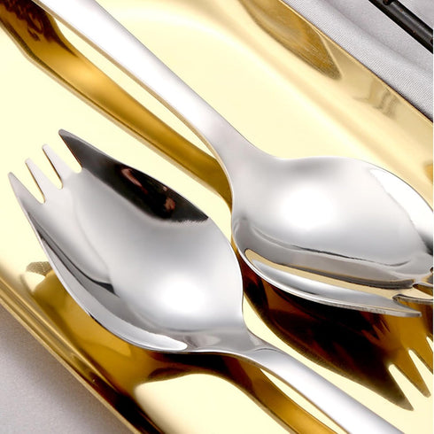 IQCWOOD Sporks, 4-Pack 18/10 Stainless Steel Fork, Metal Spork for Everyday Household Use, 7.4-Inch Long Handle Dessert Ice Cream Salad Forks, Fla...