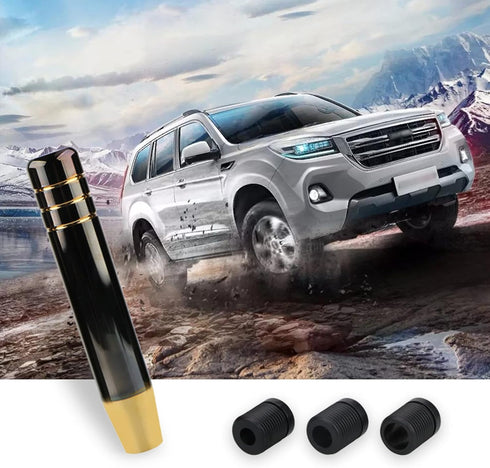 1 PC Polished Aluminum Car Gear Stick Lever Shift Knob, 7" Car Gear Long Handle Weighted Shifter Knob with 3 Threaded Adapters Fit Most Automatic ...