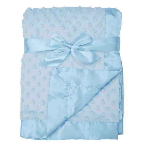 American Baby Company Heavenly Soft Chenille Receiving Blanket, 2-Layer Design with Minky Dot & Silky Satin, Blue, 30" x 40" for Boys and Girls...