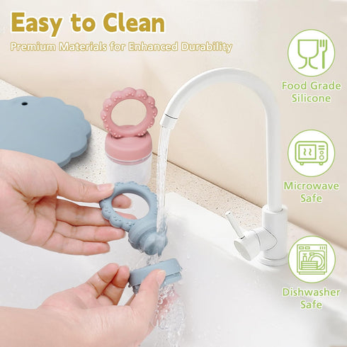 Silicone Baby Fruit Food Feeder Breastmilk Popsicle Mold Set, Baby Teething Toy for Safe Infant Self Feeding, Baby Food Freezer Tray with Lid for ...