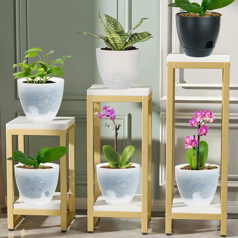 Plant Pots 6 Inch Set of 3, Self Watering Pots Flower Pots Indoor Outdoor, Plastic Planters with Drainage Hole Saucer Reservoir (Clear)...