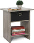 Furinno Dario End Table / Side Table / Night Stand / Bedside Table with Bin Drawer, 1-Pack, French Oak Grey/Black...