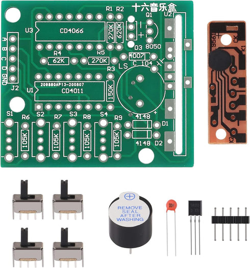 DIY Electronic 16 Music Sound Box DIY Kit Module Practice Learning Kits for Arduino (Green)...