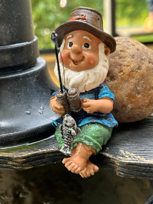 Fairy Garden Fishing Gnome Statues Miniature Dwarf Elf Figurines Outdoor Landscape Ornaments for Yard Lawn Pond Pool Riverside Decoration...