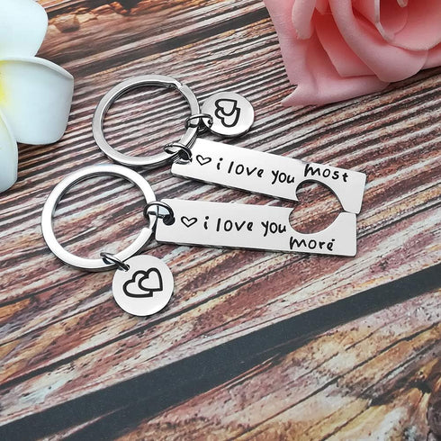 Vadaka Couple Gifts Keychain for Husband Wife,I Love You Most I Love You More Matching Couple Keychain for Him and Her,Valentine's Day Birthday Gi...