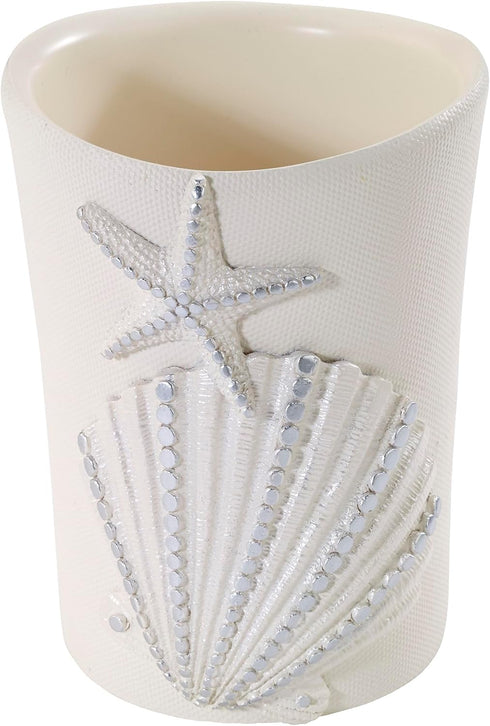 Avanti Linens - Tumbler, Countertop Organizer, Seashell Inspired Bathroom Accessories, Guest Bathroom Essentials (Sequin Shells Collection)...