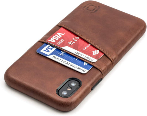 Dockem Wallet Case for iPhone X/XS: Built-in Metal Plate for Magnetic Mounting & 2 Credit Card Holders, (5.8" Exec M2, Synthetic Leather, Brown)...
