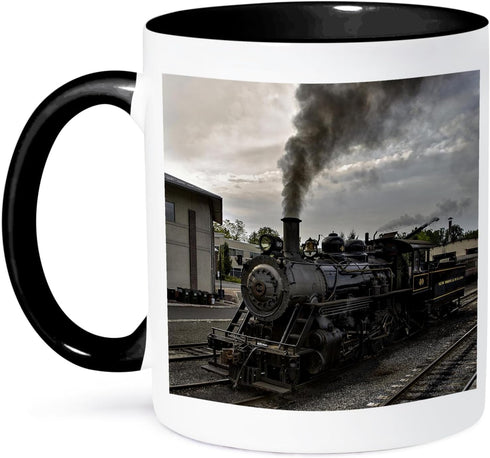3dRose mug_173601_4 Photo of a steam engine - Two Tone Black Mug, 11oz...
