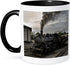 3dRose mug_173601_4 Photo of a steam engine - Two Tone Black Mug, 11oz...