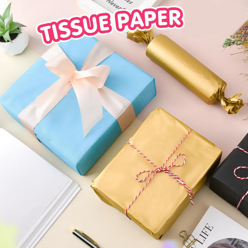 Gold Tissue Paper for Gift Bags - 30 Sheets of Gold Wrapping Tissue Paper Bulk Packaging Paper for Weddings Birthday DIY Project Christmas Gift Wr...