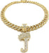 Hip Hop Alphabet Initial J Pendant & 12mm 18" Full Iced Box Lock Cuban Chain Necklace...